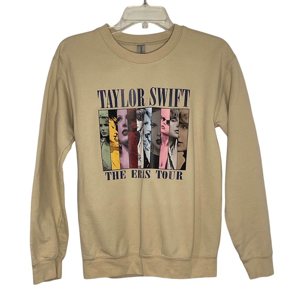 Taylor Swift The Eras Tour Gildan Heavy Blend Small Tan Graphic Sweatshirt